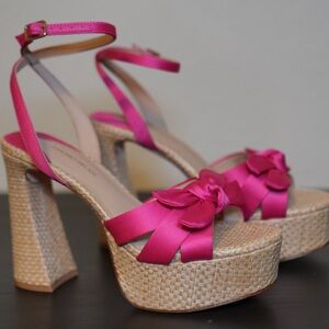 ANTONIO MELANI Pink and Tan Platform Sandals